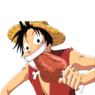 😋 Monkey D. Luffy One Piece Anime, One Piece, Luffy, Monkey D Luffy, Dessin animé, Nourriture, Manger whatsapp sticker