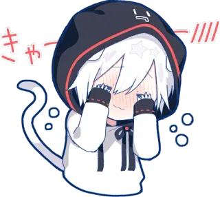 😳 キャー!!!! アニメ, 猫, かわいい, 可愛い, キラキラ, 照れ whatsapp sticker