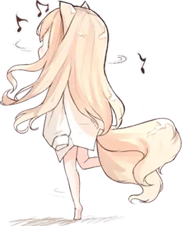 🎵 Anime, Fille, Neko, Musique, Mignon, Dessin animé, Kawaii whatsapp sticker