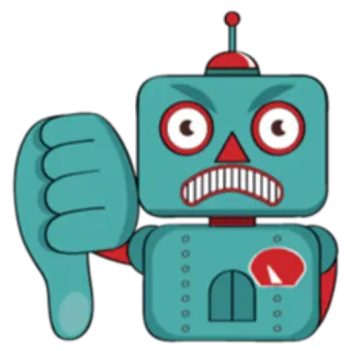 👎 робот, палец вниз, не нравится, злой, мультфильм, иллюстрация telegram sticker