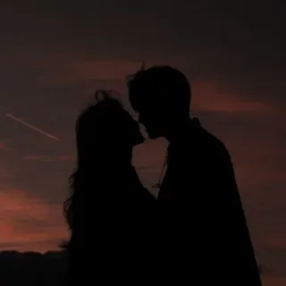 ❤ casal, silhueta, romântico, amor, pôr do sol, romance telegram sticker