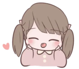 😋 fofo, anime, menina, desenho, kawaii, feliz, coração whatsapp sticker