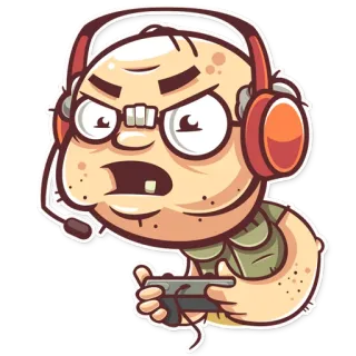 👾 pegatina, gamer, dibujos animados, personaje, auriculares, juego, gafas telegram sticker