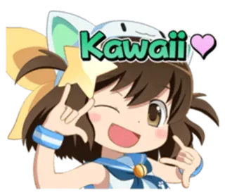 🤘 Kawaii kawaii, cute, anime, manga, girl, wink, heart telegram sticker