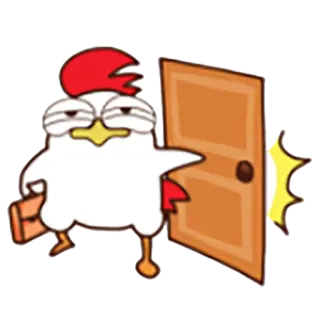 🚶 Huhn, Tier, Tür, Cartoon, Business, Büro telegram sticker