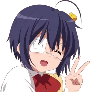 ✌ Rikka Takanashi Love, Chunibyo & Other Delusions! anime, girl, cute, rikka takanashi, chunibyo, peace sign telegram sticker