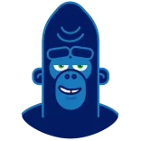😘 gorila, animal, desenho animado, macaco, azul, personagem telegram sticker