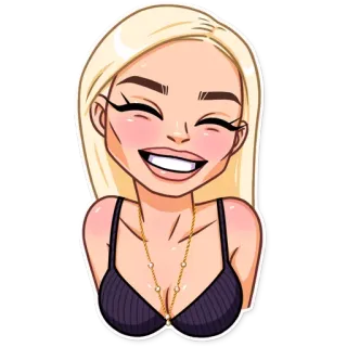 😁 Kreskówka, Kobieta, Dziewczyna, Blondynka, Uśmiech, Szczęśliwy telegram sticker