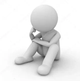 🙂 thinking, sitting, 3D, abstract, white, figure, human telegram sticker