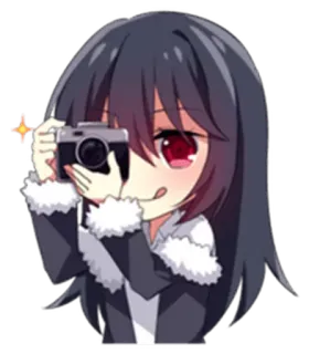 📷 Anime, Fille, Chibi, Appareil photo, Photographie, Mignon, Dessin animé telegram sticker
