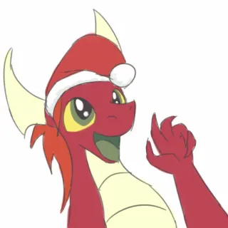😀 smok, kreskówka, boże narodzenie, czapka mikołaja, czerwony, słodki telegram sticker