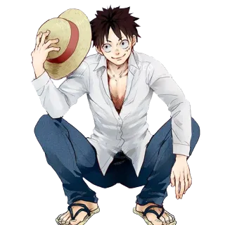 😊 Monkey D. Luffy One Piece Anime, Manga, One Piece, Luffy, Monkey D. Luffy, Chapeau de paille, Pirate whatsapp sticker