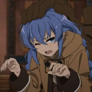 🥰 anime, meisje, blauw haar, schattig, blij, hoofd aaien telegram sticker