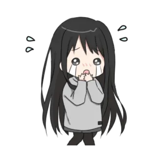 😭 Anime, Chibi, Pleurs, Triste, Kawaii, Fille telegram sticker