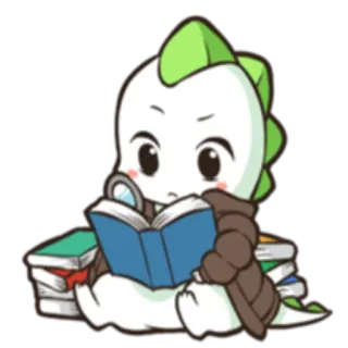 📚 dinossauro, livro, leitura, desenho animado, fofo, personagem, mascote whatsapp sticker