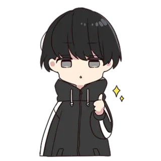 👍 Anime, Ragazzo, Personaggio, Adesivo, Carino, Pollice in su telegram sticker