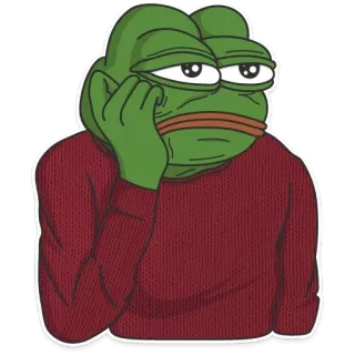🐸 Pepe the Frog pepe, 青蛙, 表情包, 悲伤, 无聊, 卡通 telegram sticker