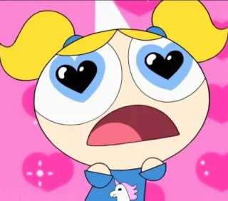 😍 Bubbles The Powerpuff Girls desenho animado, Docinho, As Meninas Superpoderosas, animado, olhos de coração telegram sticker
