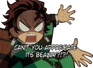 🤬 Tanjiro Kamado Demon Slayer CAN'T YOU APPRECIATE ITS BEAUTY?!?!?! anime, demon slayer, tanjiro, chibi, cute, funny, angry telegram sticker