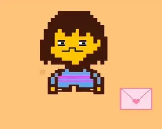 🤨 Frisk Undertale piksel, permainan, hati, undangan, karakter telegram sticker