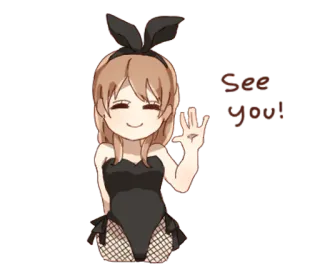 👩 See You! Hase, süß, Anime, Mädchen, Tschüss, Auf Wiedersehen, winkend telegram sticker