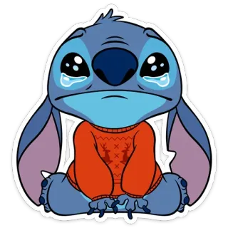 😢 Stitch เศร้า, ร้องไห้, การ์ตูน, เอเลี่ยน, น่ารัก, ดิสนีย์, สติทช์ telegram sticker