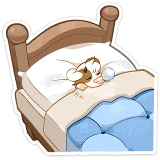 😴 소, 자는, 침대, 만화, 동물, 귀여운, 졸린, 베개 telegram sticker