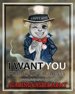🙏 I WANT YOU FOR CASPERARMY
www.casperarmy.org
STAKING.CASPER.ARMY casperarmy, recruiting, pointing, ghost, top hat whatsapp sticker