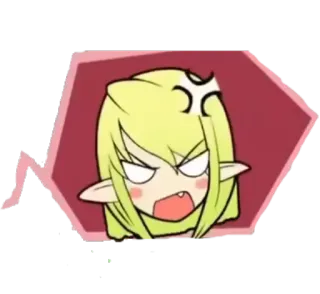 😡 anime, angry, elf, cute, cartoon, sticker, blonde hair telegram sticker