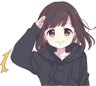 👍 Fille anime, Salut, Mignon, Dessin animé, Fille, Animé telegram sticker