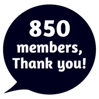 ❤ 850 members, Thank you! Mitglieder, Danke, Feier, Meilenstein, Erfolg, Community whatsapp sticker