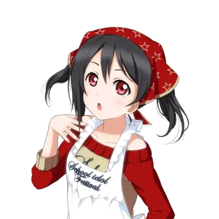 😐 Nico Yazawa Love Live! School idol festival Anime, Chica, Cocina, Linda, Delantal, Ídolo, Estrellas telegram sticker