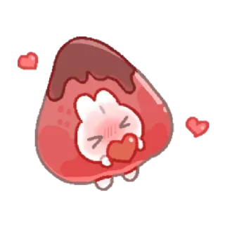 🍓 fofo, kawaii, amor, coração, coelho, vermelho, personagem, adesivo whatsapp sticker