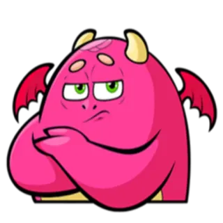 😒 monster, kartun, merah muda, iblis, sayap, tanduk telegram sticker