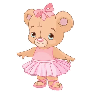😝 osito de peluche, bailarina, lindo, animal, dibujo, rosa, dibujos animados, juguete whatsapp sticker