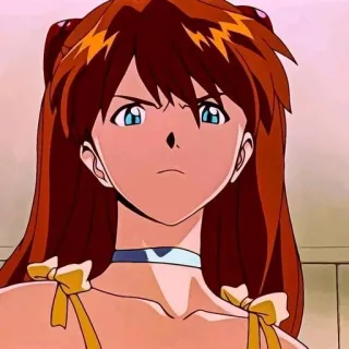 😠 Asuka Langley Soryu Neon Genesis Evangelion Anime, Chica, pelo rojo, Asuka Langley, Evangelion, personaje telegram sticker
