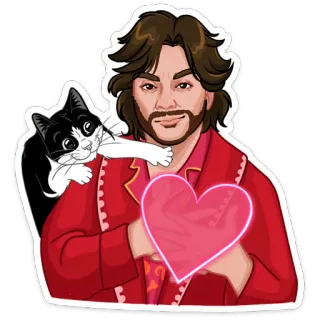 ❤️ man, cat, heart, cartoon, love, friendship whatsapp sticker