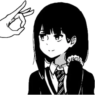 ✳️ Anime, Manga, Chica, Uniforme escolar, Gesto con la mano telegram sticker