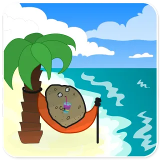 🏖 potato, beach, hammock, drink, summer, vacation, relaxation telegram sticker