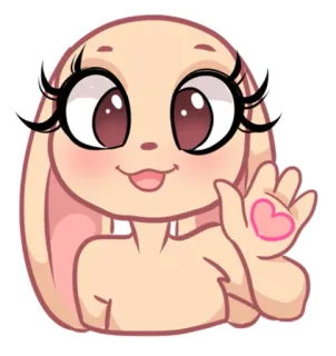 👋 귀여운, 토끼, 만화, 사랑스러운, 동물, 분홍색, 이모지 telegram sticker