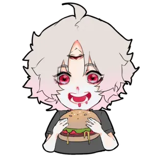 🍔 Desenho animado, Anime, Vampiro, Hambúrguer, Comendo telegram sticker