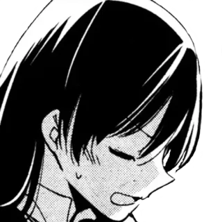 😣 Anime, Manga, Chica, Ilustración, Blanco y negro, Triste, Llorando telegram sticker