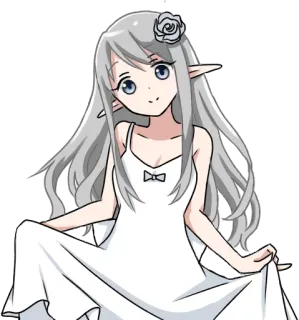 👗 Anime, Elfo, Feminino, Fofo, Desenho animado whatsapp sticker