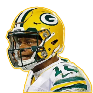 😖 Green Bay Packers, Sepak Bola Amerika, Olahraga, Atlet, Helm, Pemain, NFL telegram sticker