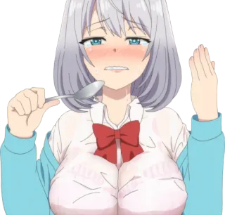 🥵 Anime, Kreskówka, Dziewczyna, Łyżka, Słodkie, Postać telegram sticker