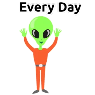 👽 Every Day Alien, Grün, Orange, Alltag, Gruß telegram sticker