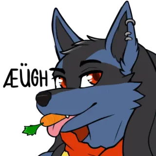 🐡 ÄEUGH perro, dibujo animado, zanahoria, peludo, lobo, animal, meme telegram sticker