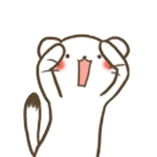 😩 卡通, 可爱, 动物, 白鼬, 快乐, 卡哇伊 telegram sticker