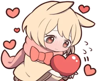 🤔 słodkie, kawaii, serce, miłość, anime, chibi, różowy telegram sticker