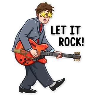 🤩 LET IT ROCK! rock music, guitar, music, rock and roll, musician, star eyes telegram sticker